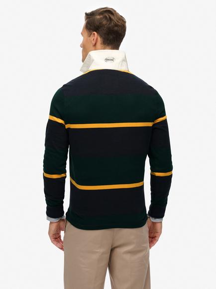 Superdry Vintage Athletic Stripe Rugby Top, Enamel Green - view 2, Enamel Green