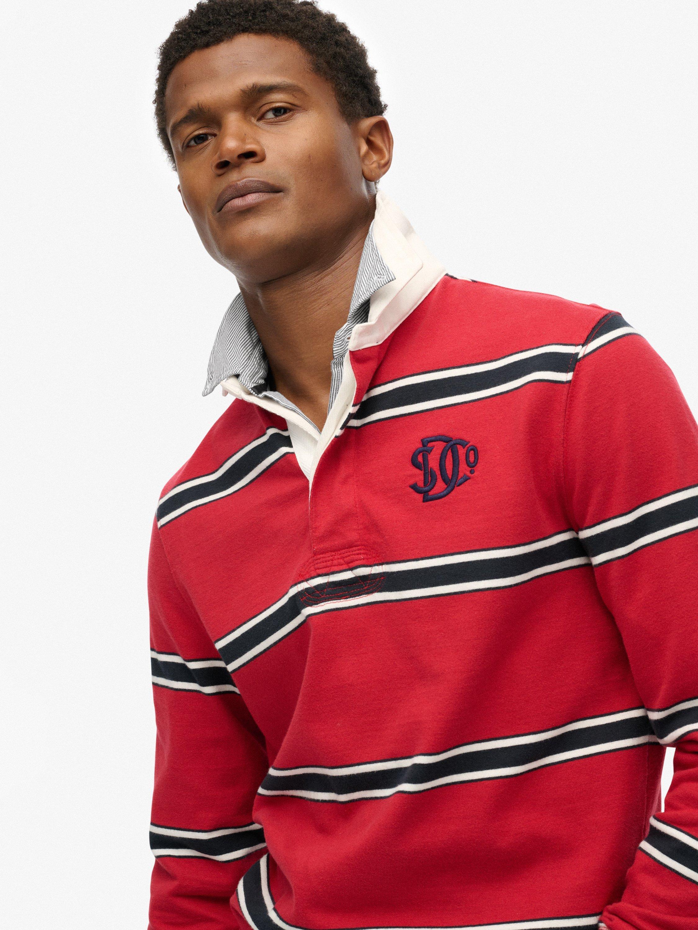 Product image 5 of 6, which shows Superdry Striped Cotton Rugby Shirt, Red, S
