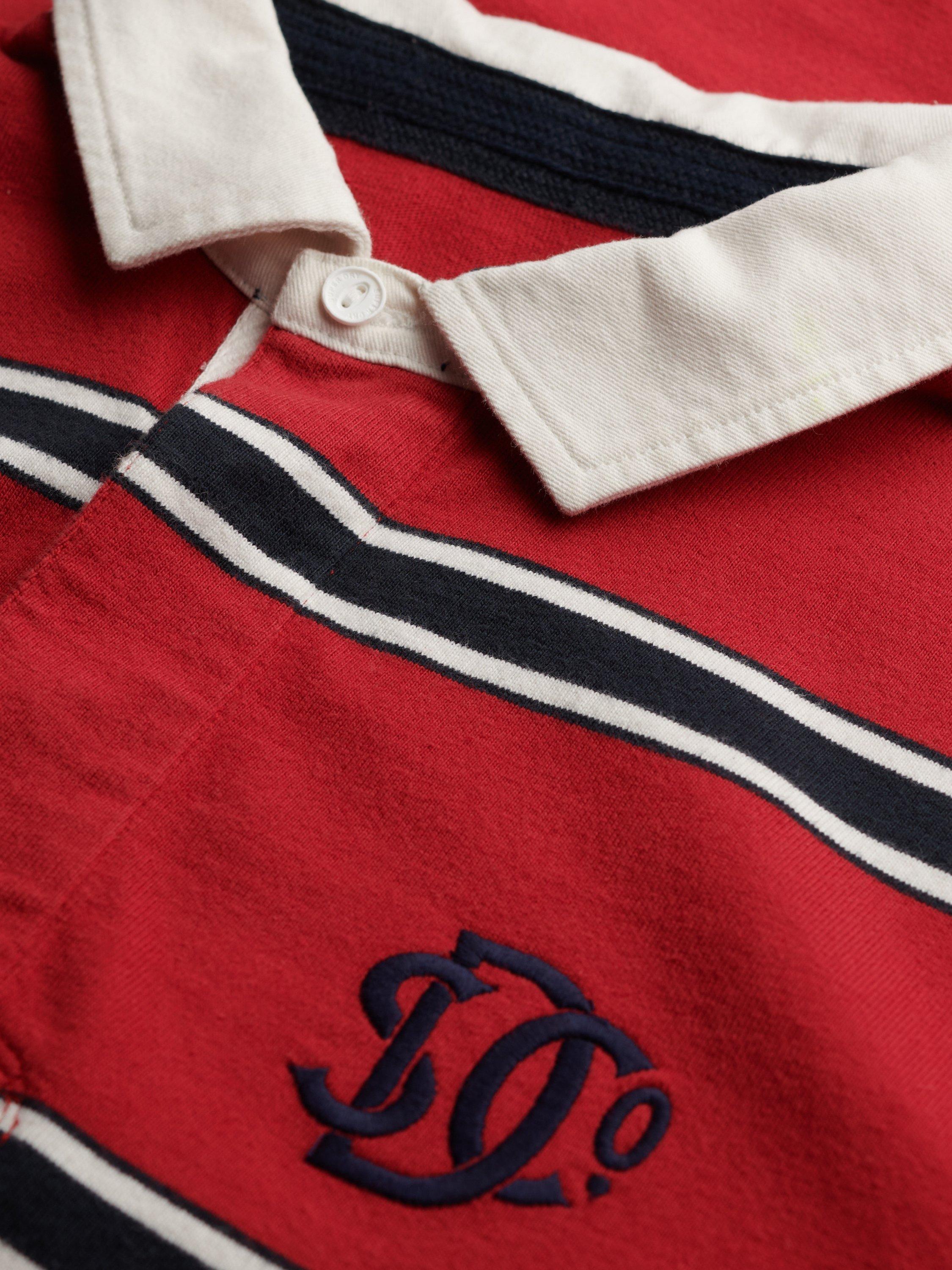 Product image 6 of 6, which shows Superdry Striped Cotton Rugby Shirt, Red, S