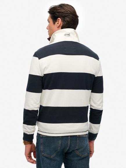 Superdry Cotton Vintage Athletic Stripe Rugby Top - view 2, Eclipse Navy/Ecru