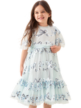 Angel & Rocket Kids' Delta Sequin Bow Mesh Dress, Mint