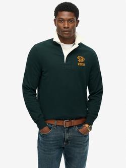 Superdry Relaxed Fit Cotton Rugby Shirt, Green, Green