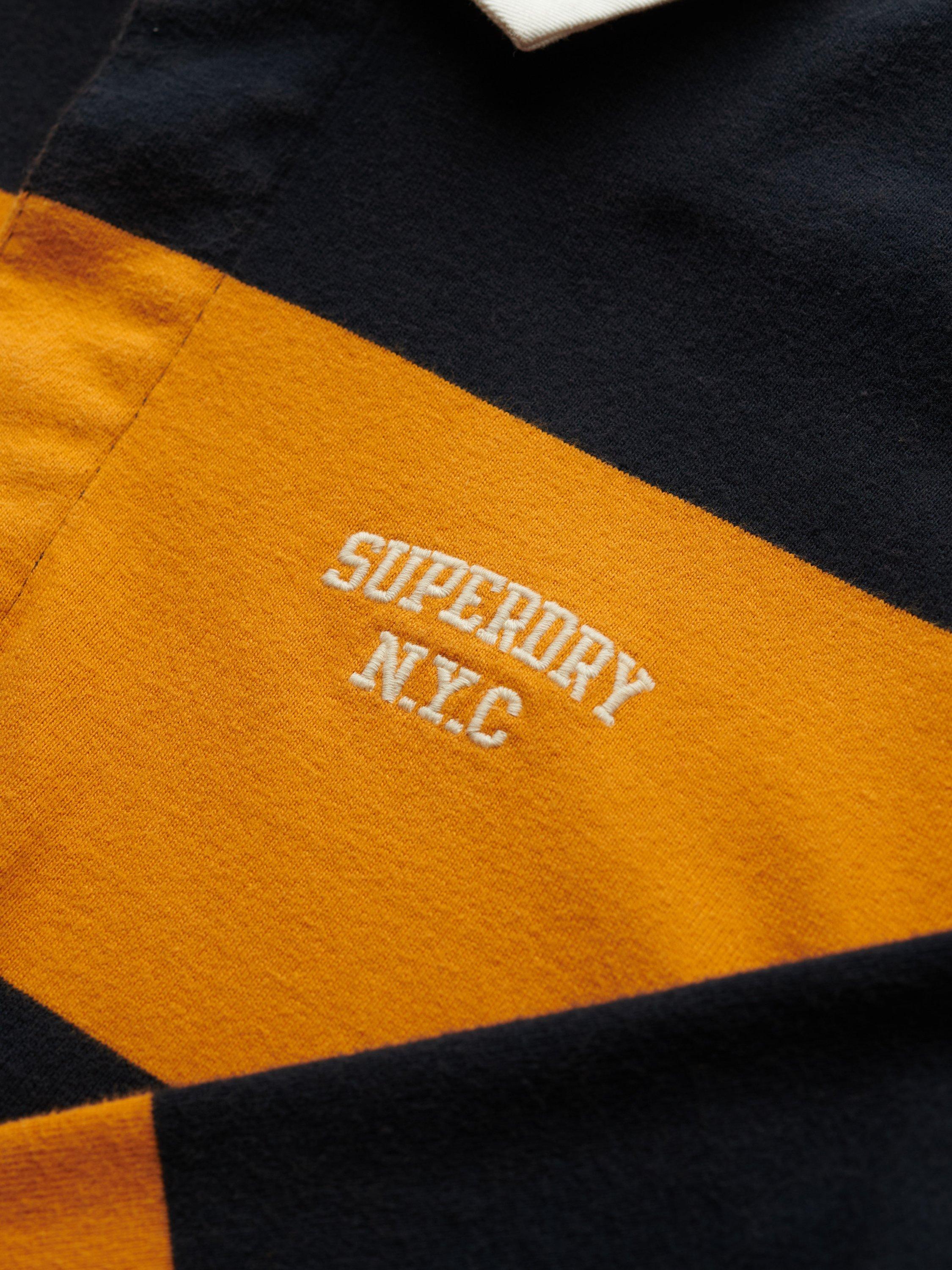 Product image 6 of 6, which shows Superdry Relaxed Fit Cotton Rugby Shirt, Navy/Track Gold, S