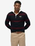 Superdry Relaxed Fit Cotton Rugby Shirt, Eclipse Navy/Port