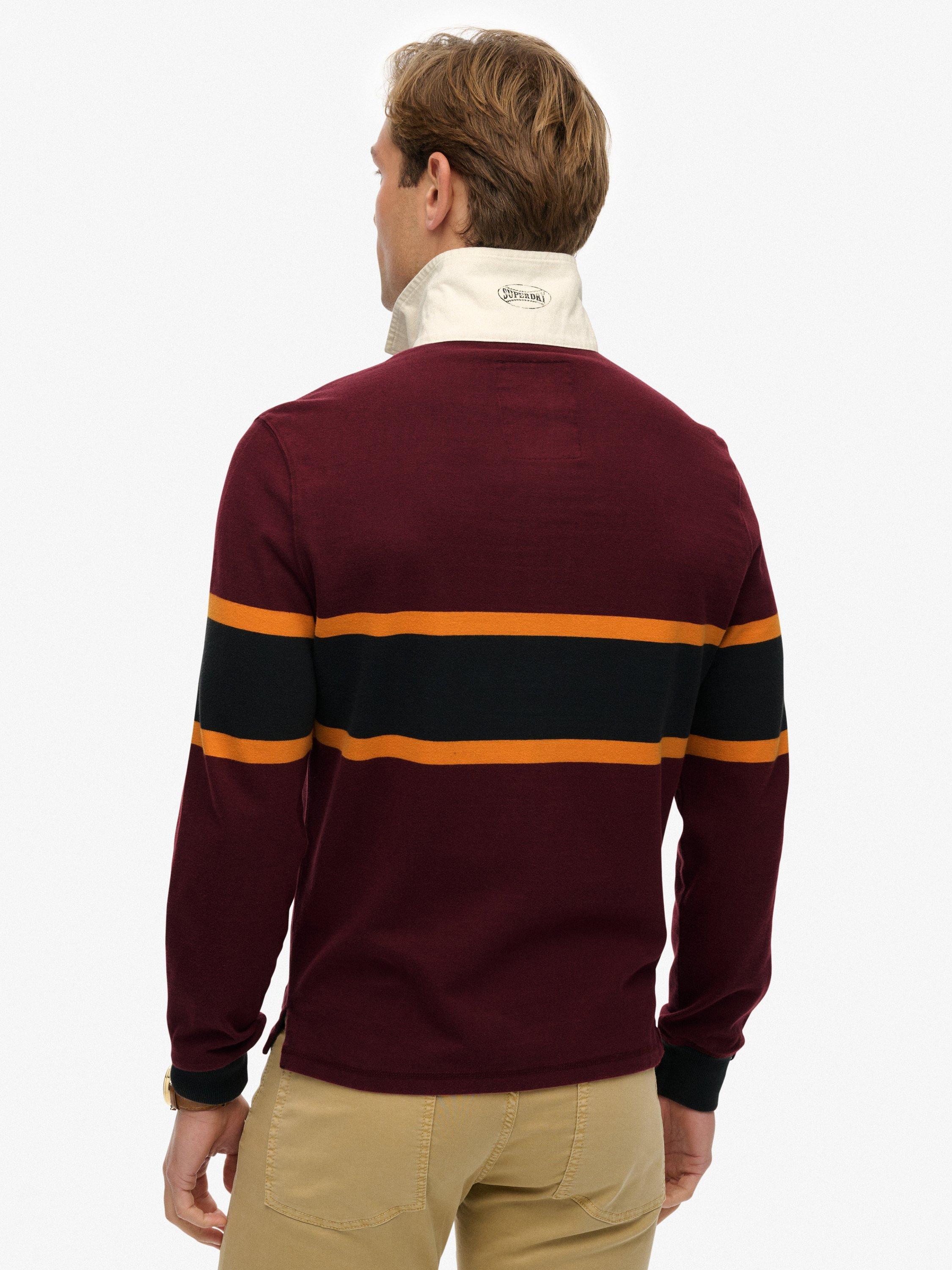 Product image 2 of 5, which shows Superdry Cotton Vintage Athletic Stripe Rugby Top, Multi, S