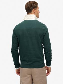 Superdry Cotton Long Sleeve Rugby Shirt - view 2, Enamel Green