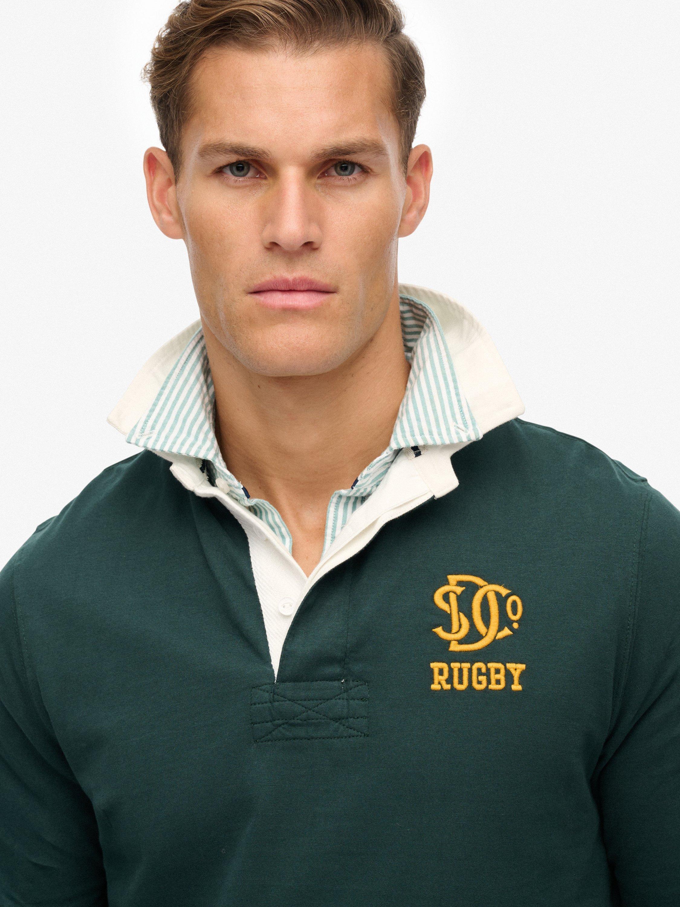 Product image 4 of 5, which shows Superdry Cotton Long Sleeve Rugby Shirt, Enamel Green, S