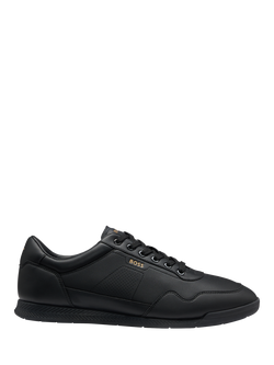 HUGO BOSS BOSS Nitan Lace Up Leather Trainers, Black, Black