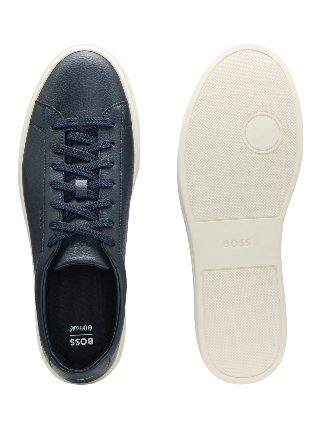 Product image 3 of 5, which shows HUGO BOSS BOSS Leather Trainers, Dark Blue, 10
