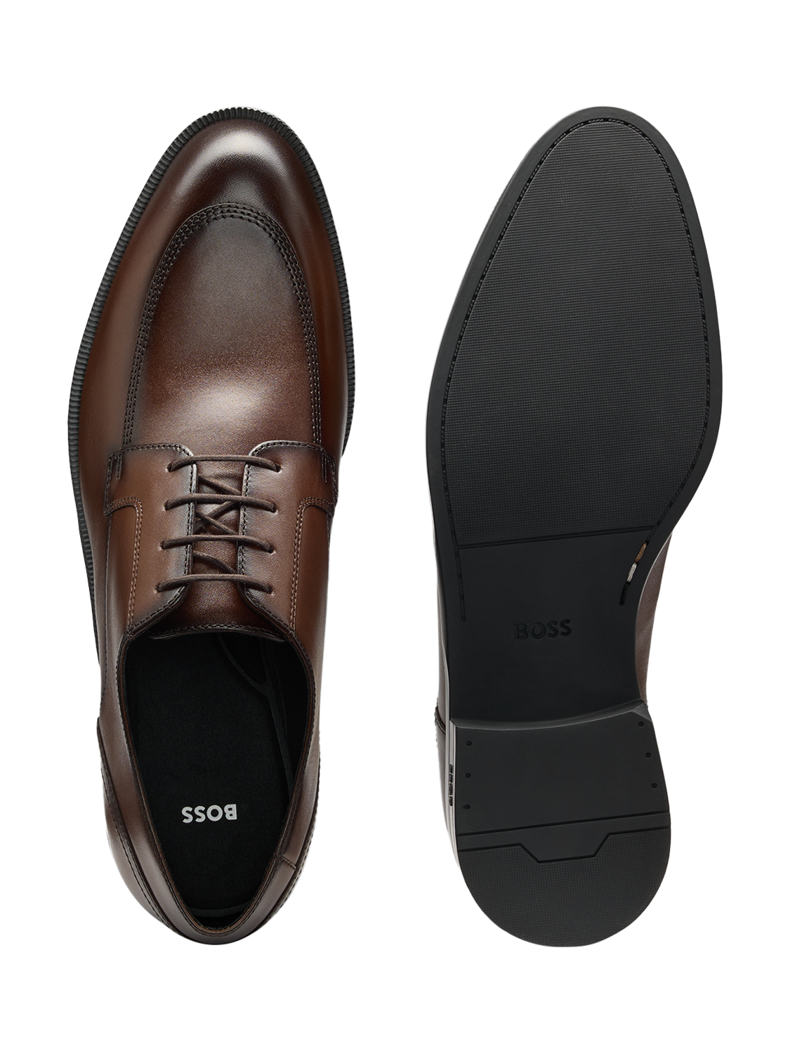 Product image 3 of 5, which shows HUGO BOSS BOSS Leather Derby Shoes, Dark Brown, 6