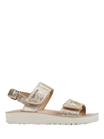 Geox Kids' Costarei Metallic Open Toe Sandals, Gold, Gold
