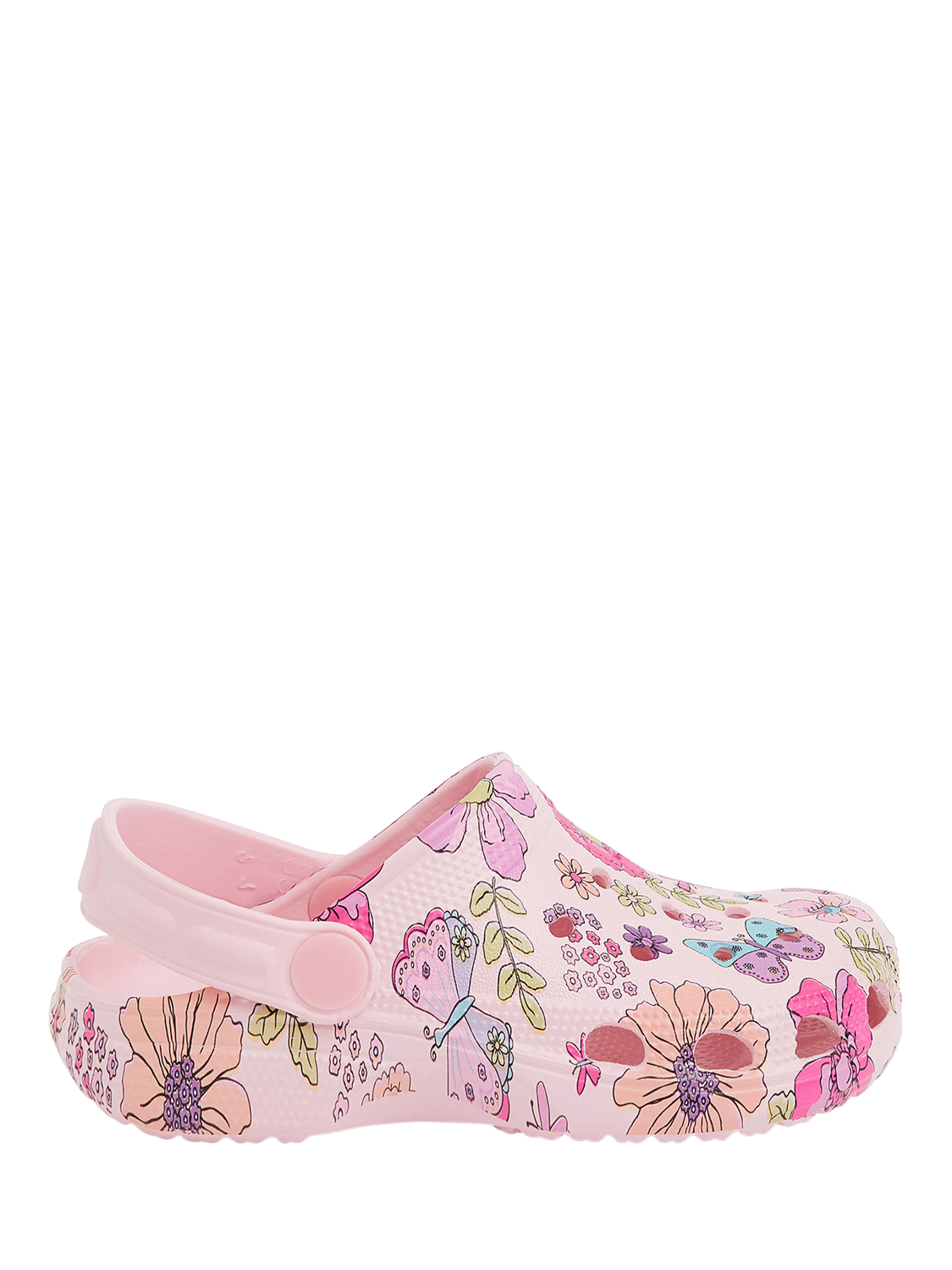 Product image 1 of 3, which shows Angels by Accessorize Kids' Butterfly Print Clogs, Pink/Multi, 1