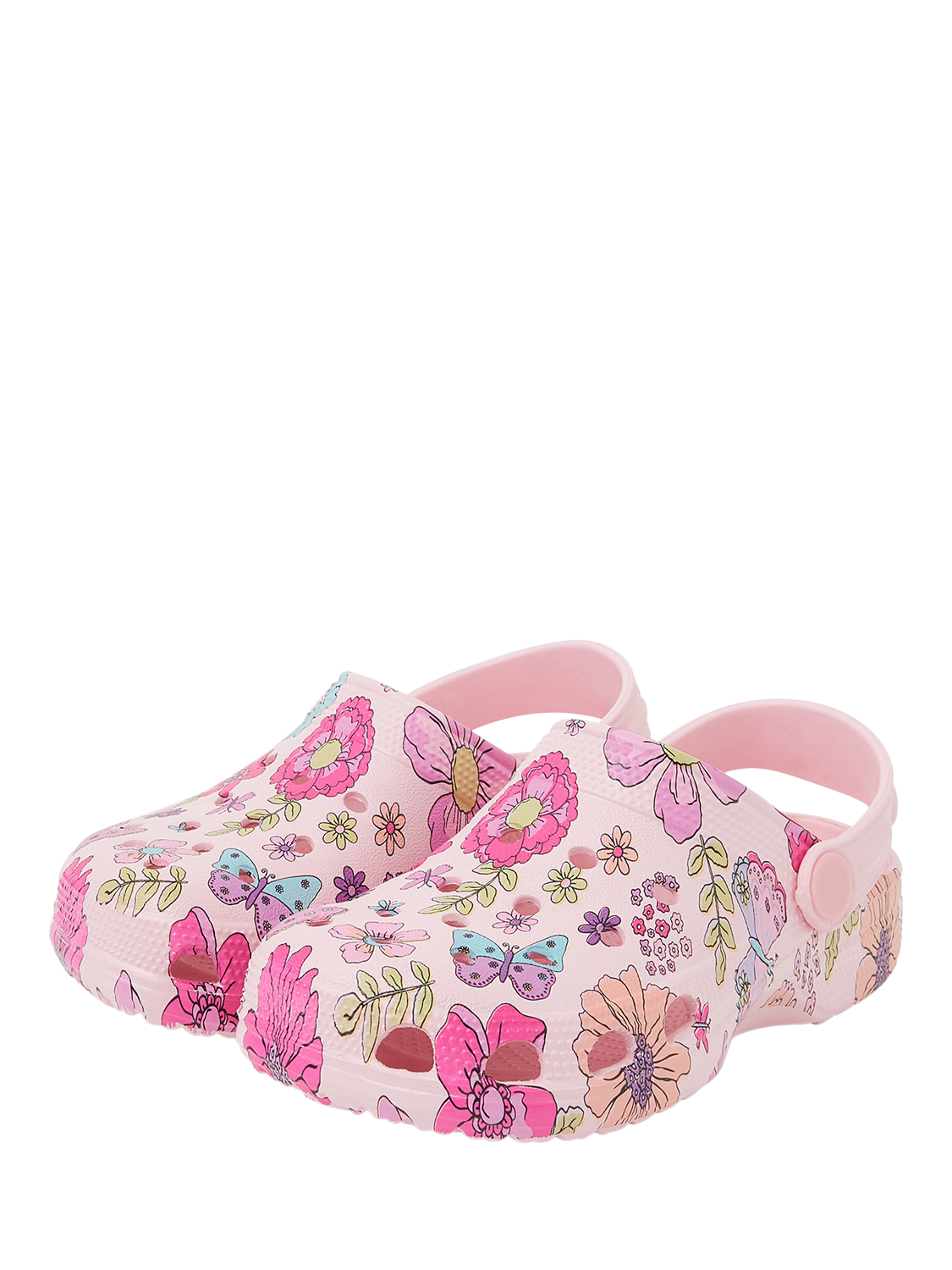 Product image 2 of 3, which shows Angels by Accessorize Kids' Butterfly Print Clogs, Pink/Multi, 1