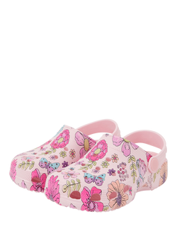 Angels by Accessorize Kids' Butterfly Print Clogs, Pink/Multi - view 2, Pink/Multi
