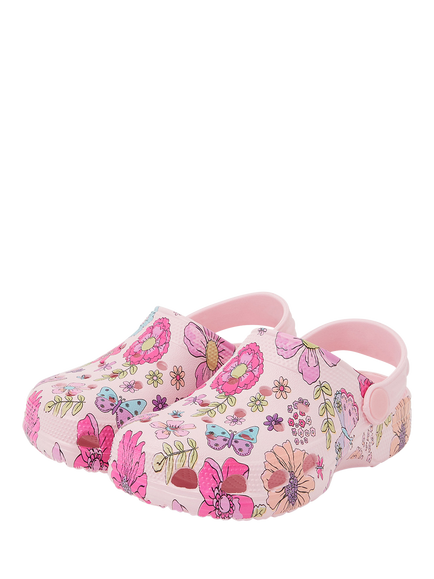 Angels by Accessorize Kids' Butterfly Print Clogs, Pink/Multi - view 2, Pink/Multi