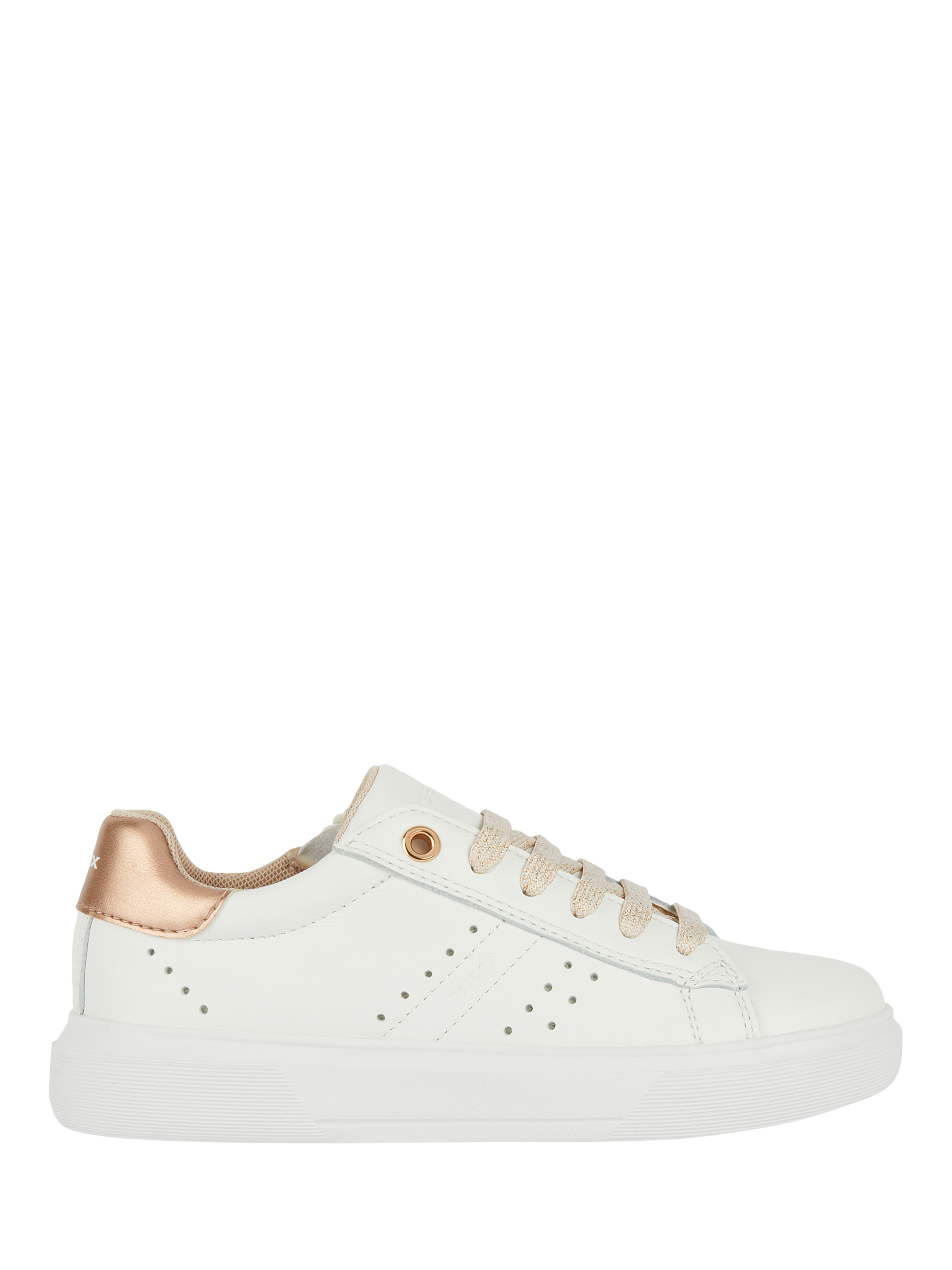 Product image 1 of 8, which shows Geox Kids' Nettuno Leather Trainers, White/Light Rose, EU28