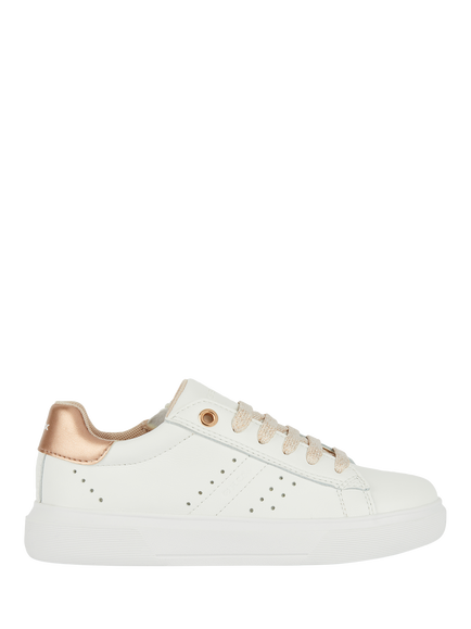 Geox Kids' Nettuno Leather Trainers, White/Light Rose, White/Light Rose