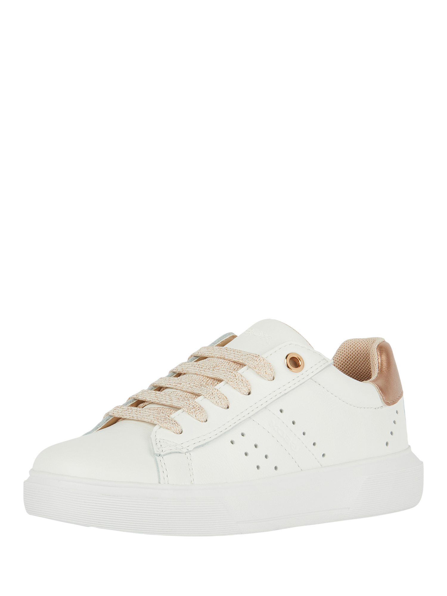 Product image 2 of 8, which shows Geox Kids' Nettuno Leather Trainers, White/Light Rose, EU28