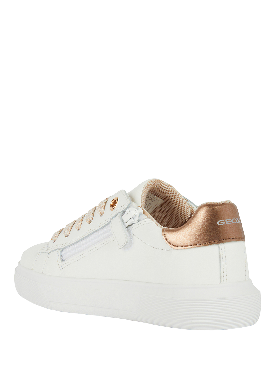Product image 4 of 8, which shows Geox Kids' Nettuno Leather Trainers, White/Light Rose, EU28