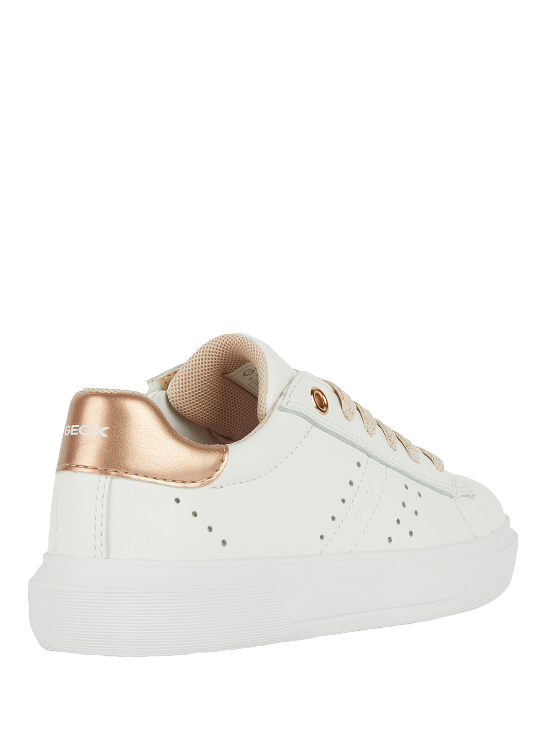 Product image 5 of 8, which shows Geox Kids' Nettuno Leather Trainers, White/Light Rose, EU28