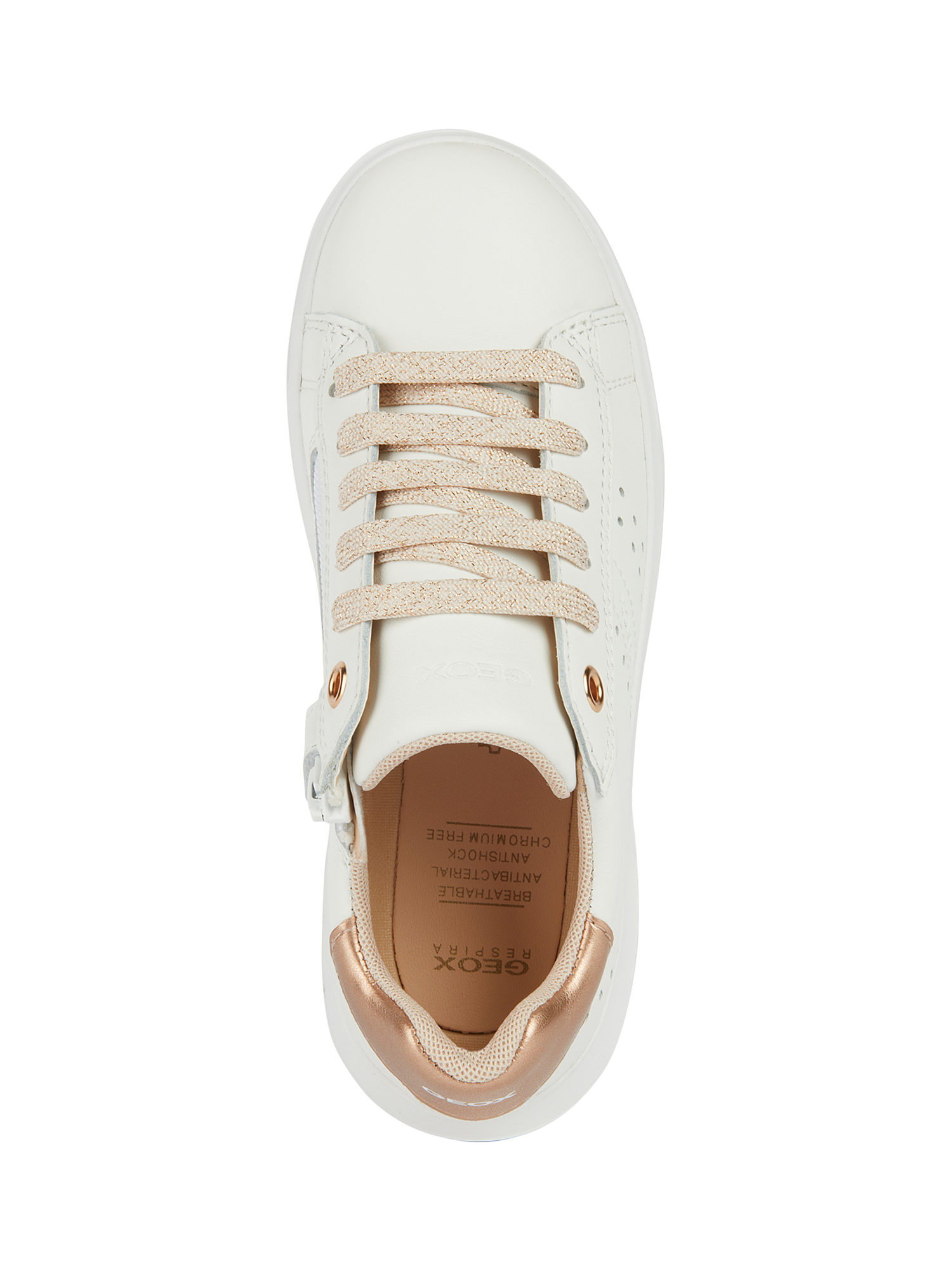 Product image 6 of 8, which shows Geox Kids' Nettuno Leather Trainers, White/Light Rose, EU28