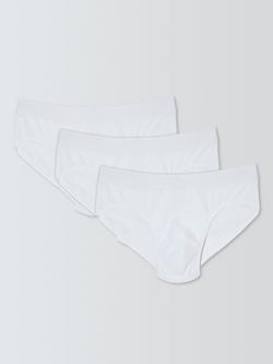 John Lewis Organic Cotton Briefs, Pack of 3, White, White