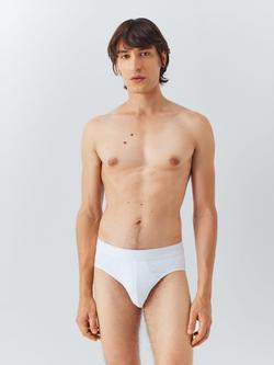 John Lewis Organic Cotton Briefs, Pack of 3, White - view 2, White