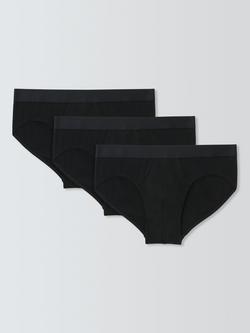 John Lewis Organic Cotton Briefs, Pack of 3, Black, Black