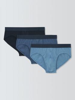 John Lewis Organic Cotton Briefs, Multi Blue, Multi/Blue
