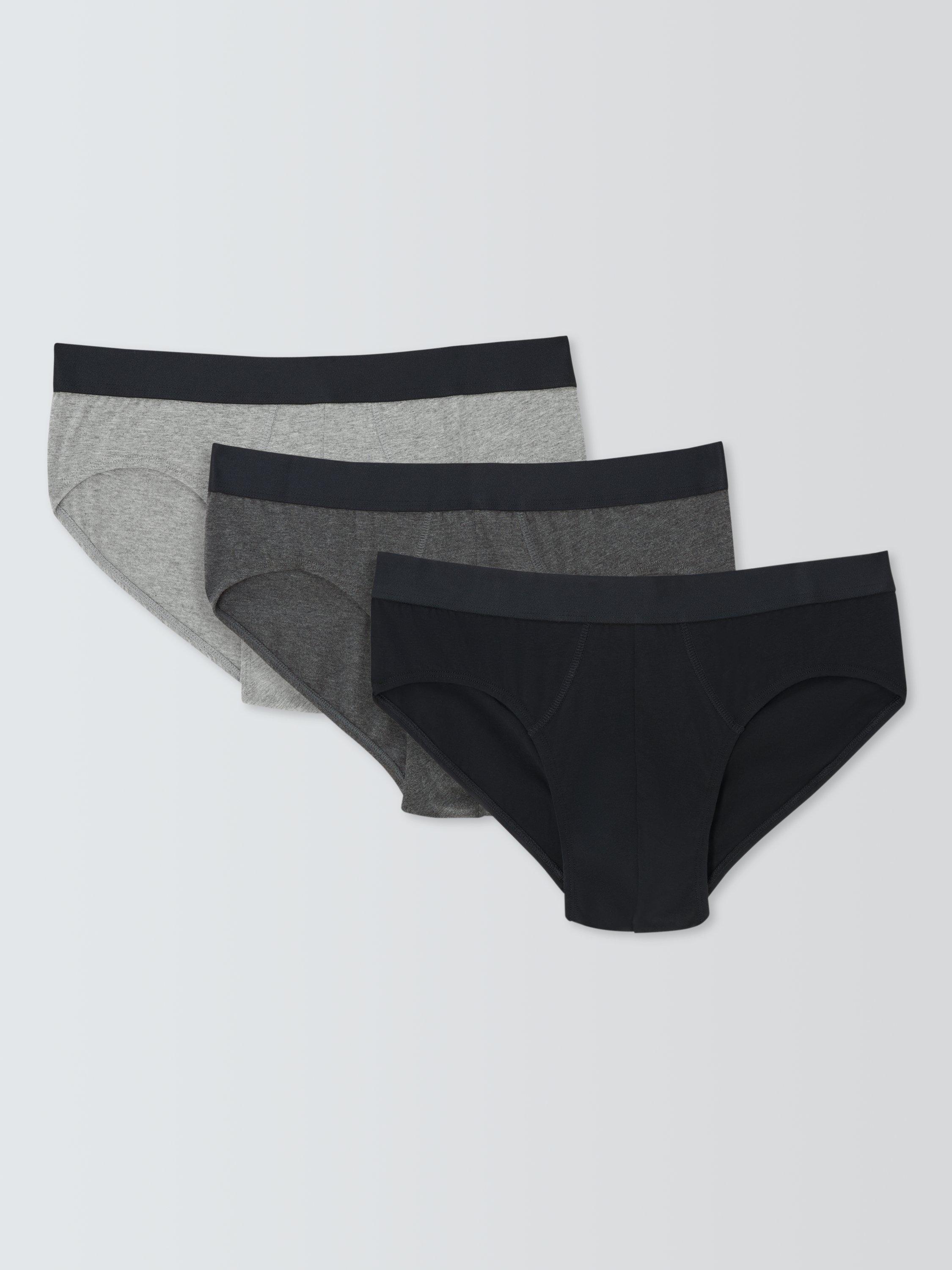 Product image 1 of 4, which shows John Lewis Organic Cotton Briefs, Pack of 3, Multi/Grey, S