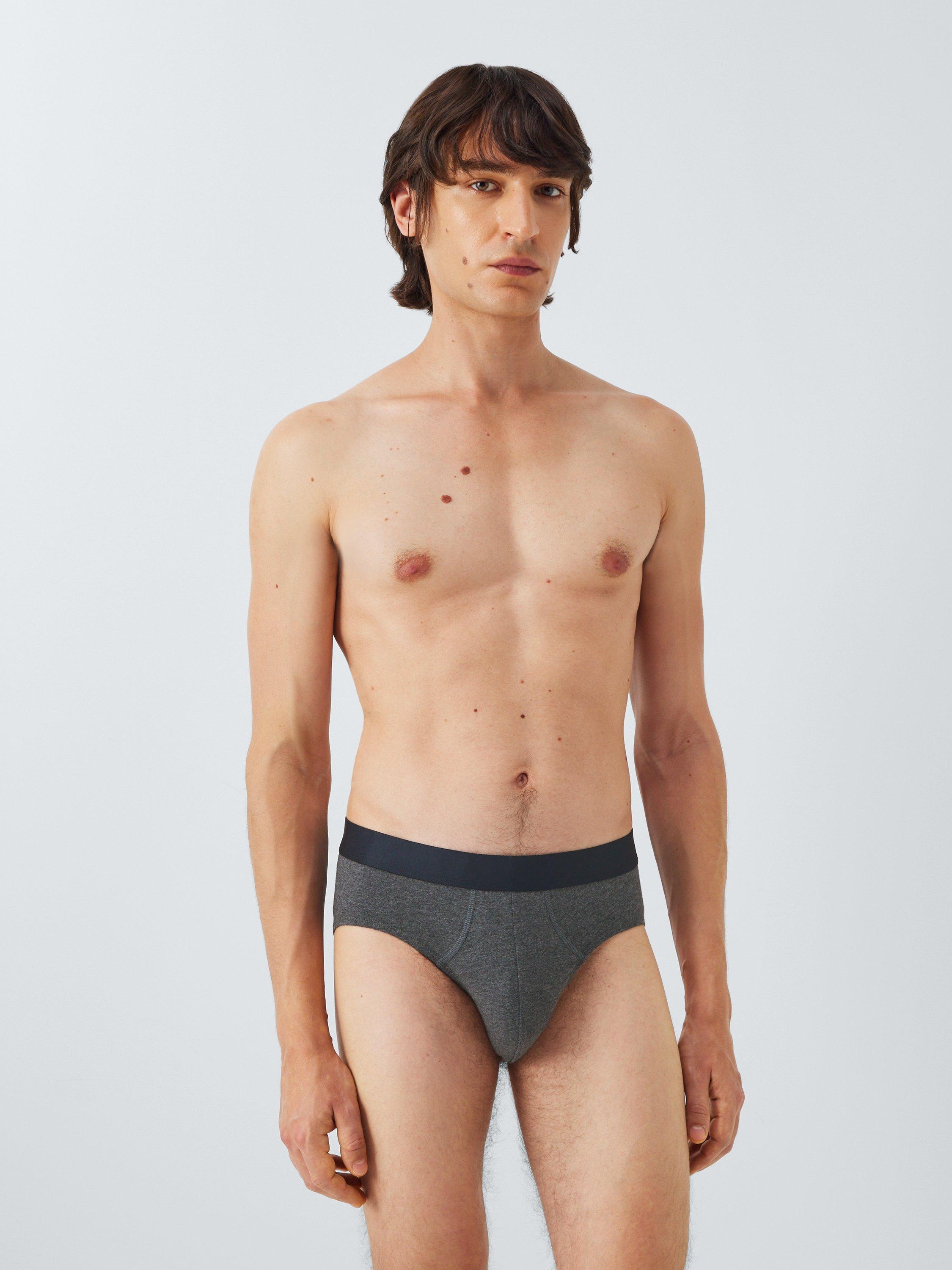 Product image 2 of 4, which shows John Lewis Organic Cotton Briefs, Pack of 3, Multi/Grey, S