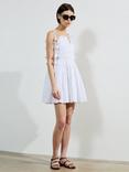 French Connection Amra Cotton Gathered Mini Dress, Linen White
