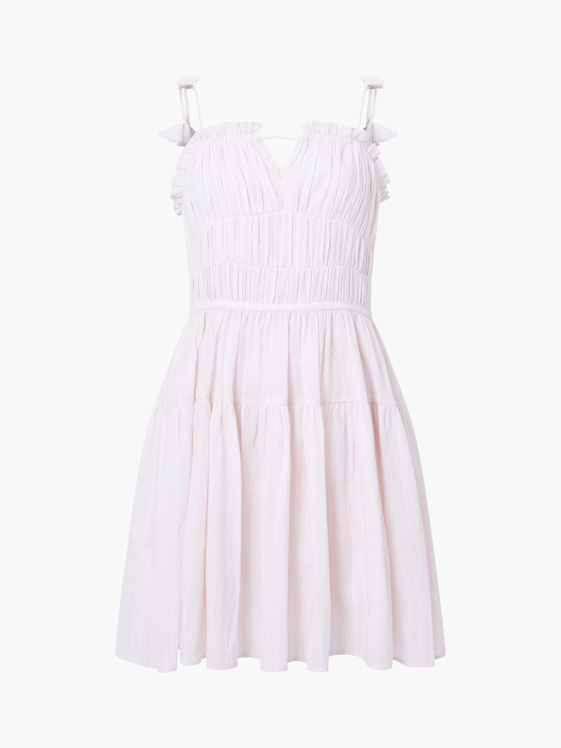 Product image 5 of 5, which shows French Connection Amra Cotton Gathered Mini Dress, Linen White, 6