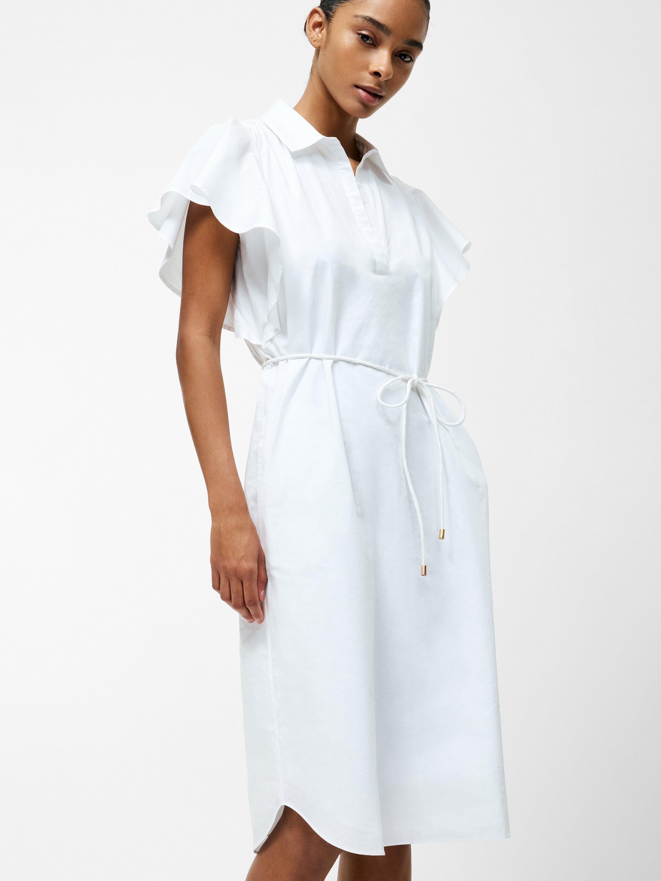 Product image 3 of 5, which shows French Connection Cambria Cotton Belted Dress, Linen White, XS