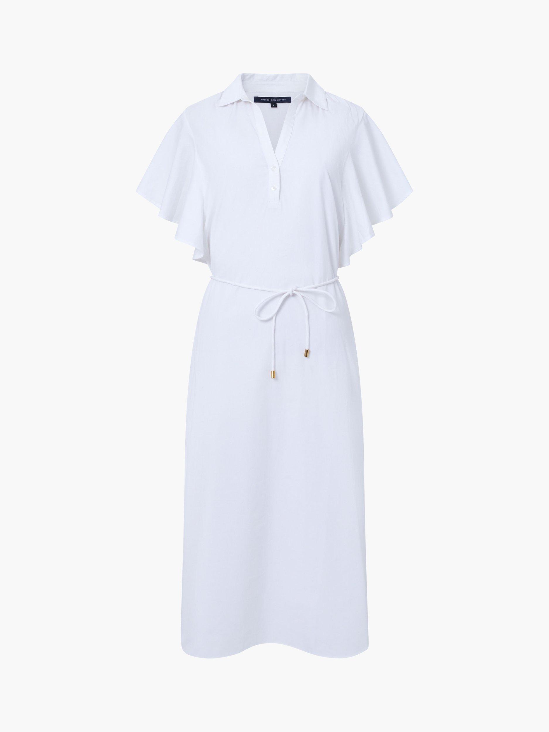 Product image 5 of 5, which shows French Connection Cambria Cotton Belted Dress, Linen White, XS