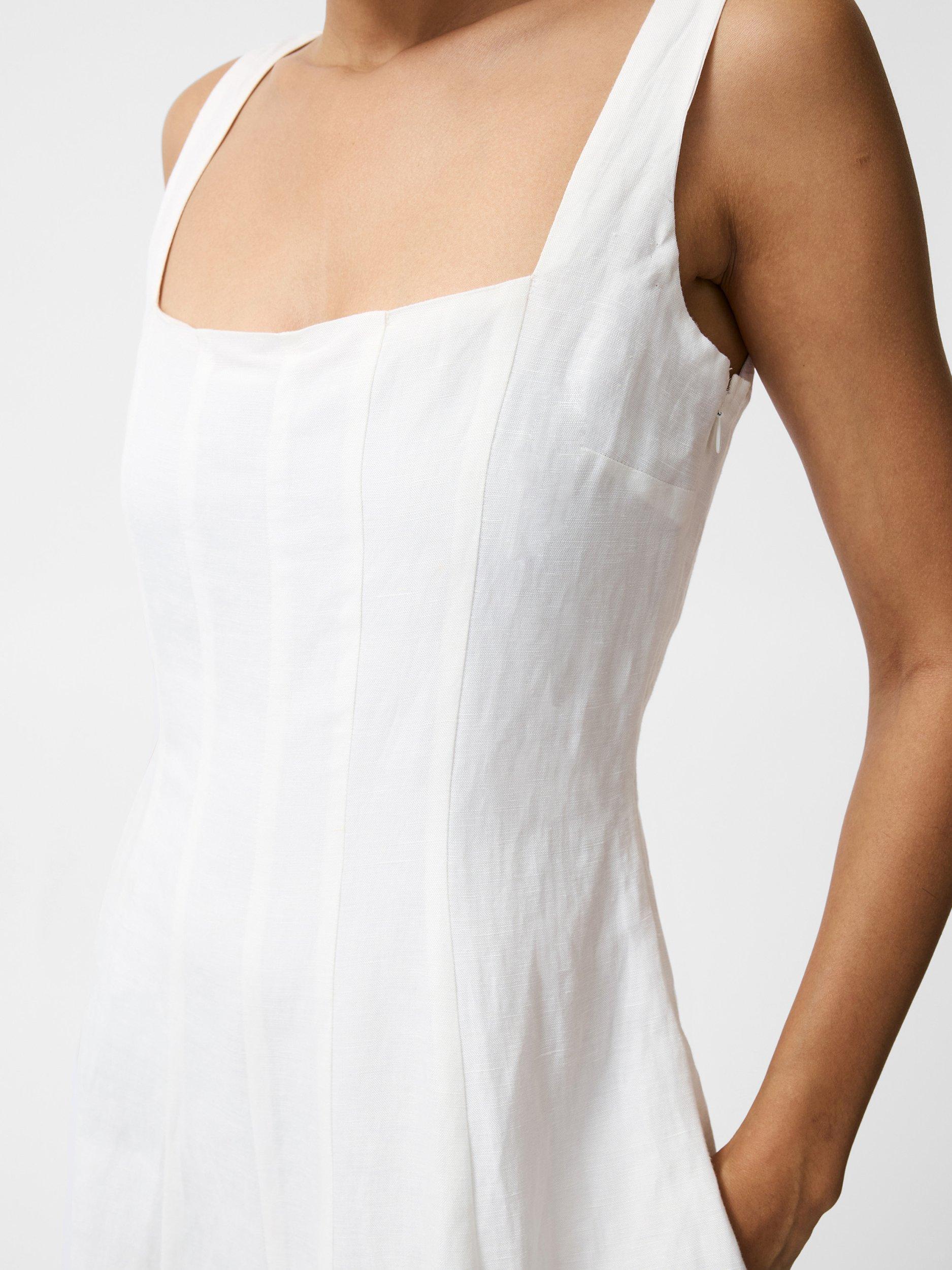 Product image 3 of 5, which shows French Connection Birdie Linen-Blend Square Neck Dress, Summer White, 6