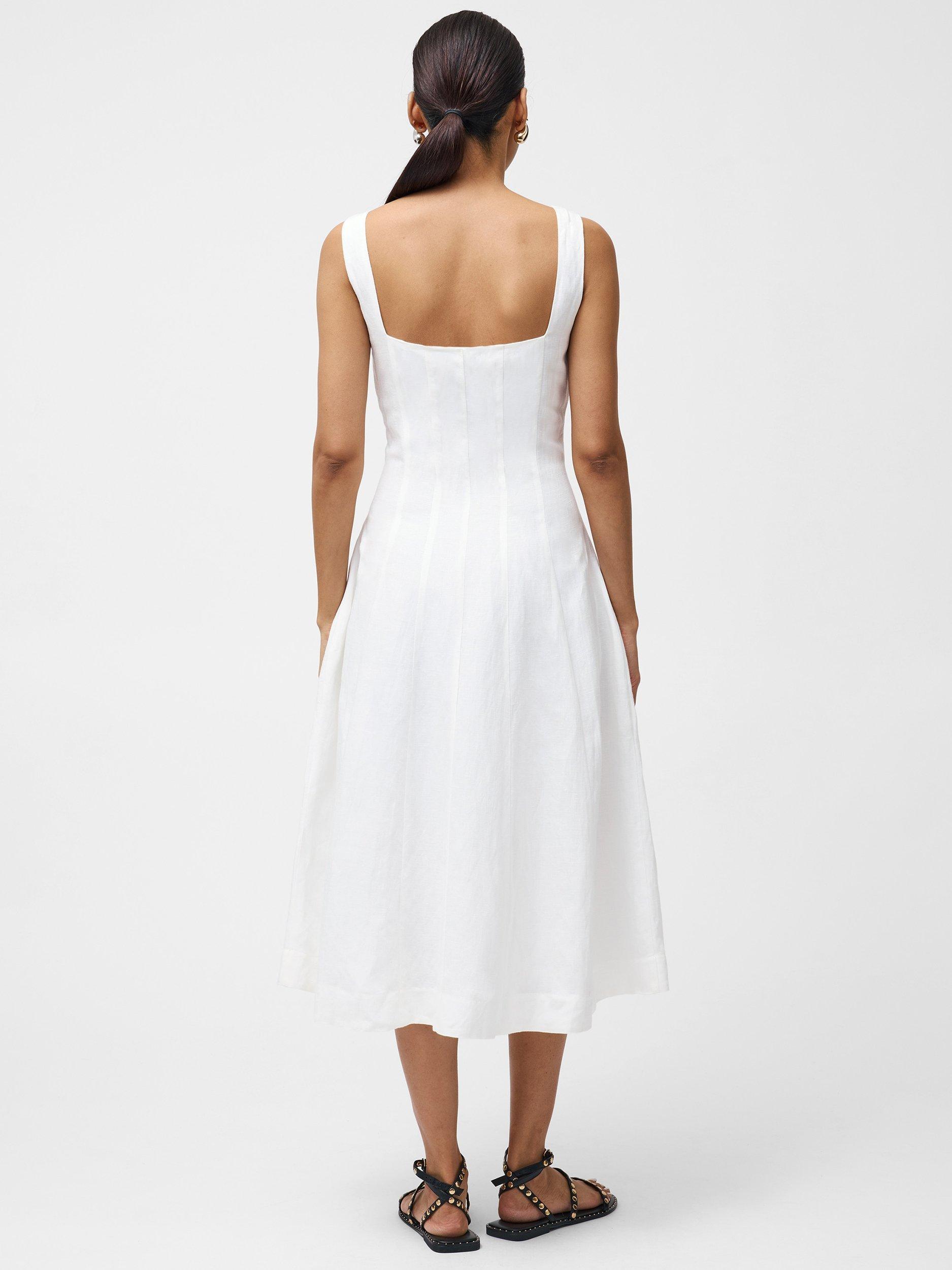 Product image 4 of 5, which shows French Connection Birdie Linen-Blend Square Neck Dress, Summer White, 6