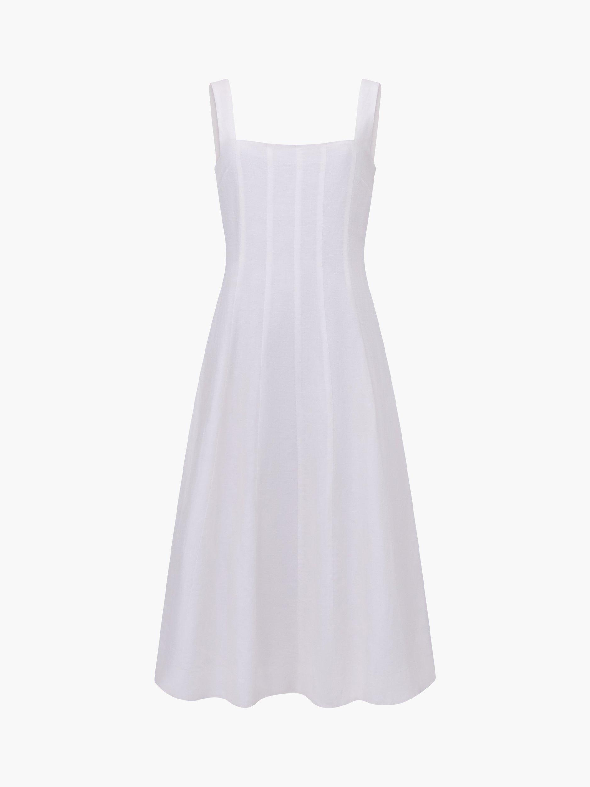 Product image 5 of 5, which shows French Connection Birdie Linen-Blend Square Neck Dress, Summer White, 6