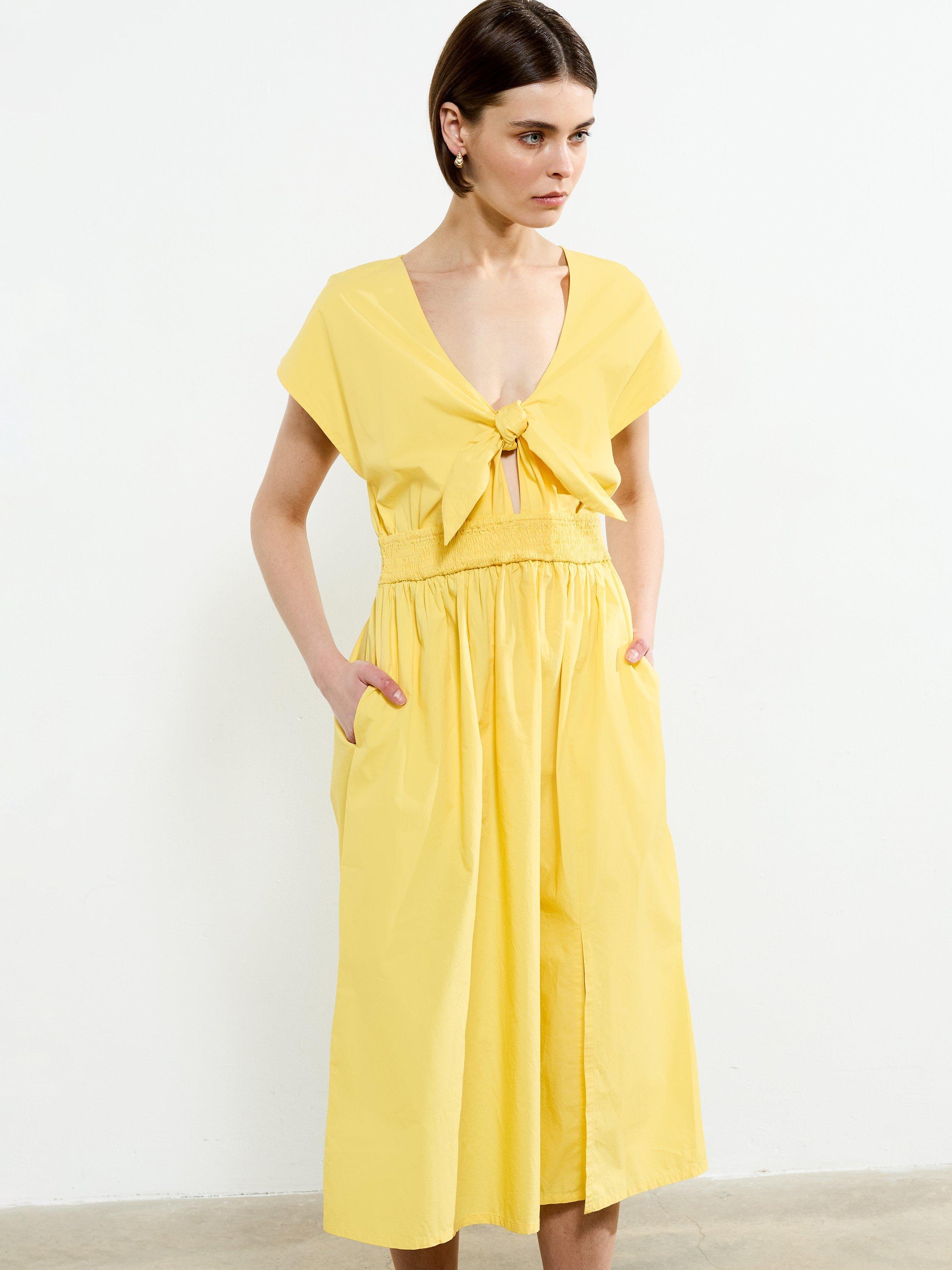 Product image 3 of 5, which shows French Connection Barletta Cotton Poplin Dress, Yellow, S