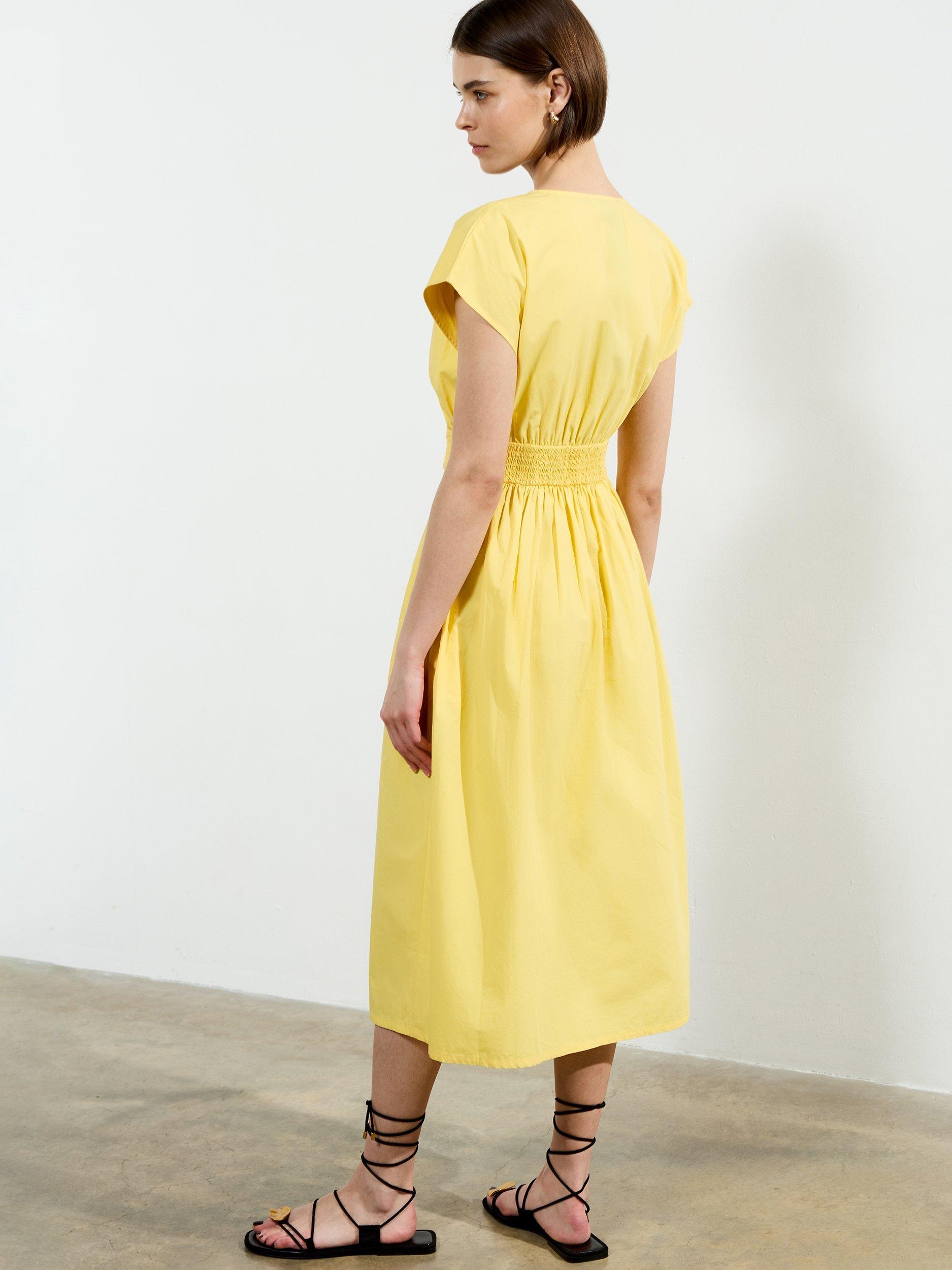 Product image 2 of 5, which shows French Connection Barletta Cotton Poplin Dress, Yellow, S