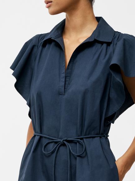 French Connection Cambria Cotton Belted Dress - view 2, Navy