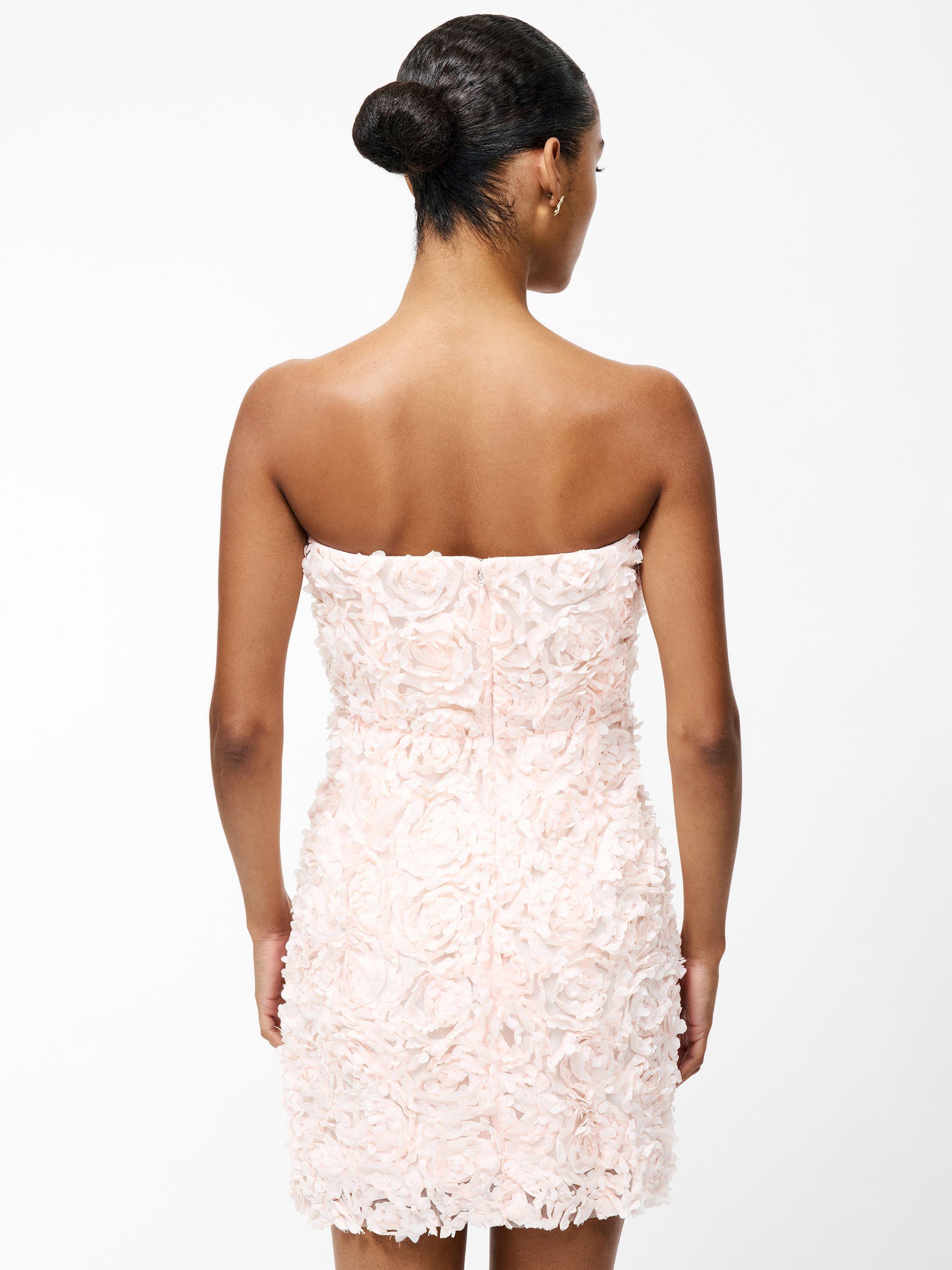 Product image 4 of 5, which shows French Connection Cher Rosette Textured Bandeau Mini Dress, Blush Pink, 6