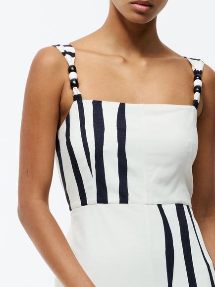 French Connection Genevieve Ariette Stripe Maxi Dress, White/Black - view 2, White/Black