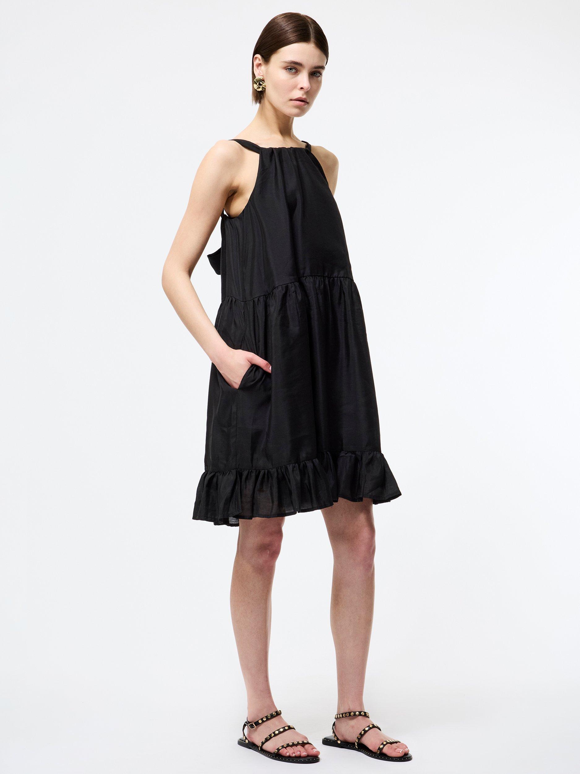 Product image 1 of 5, which shows French Connection Hollan Godet Dress, Black, XS