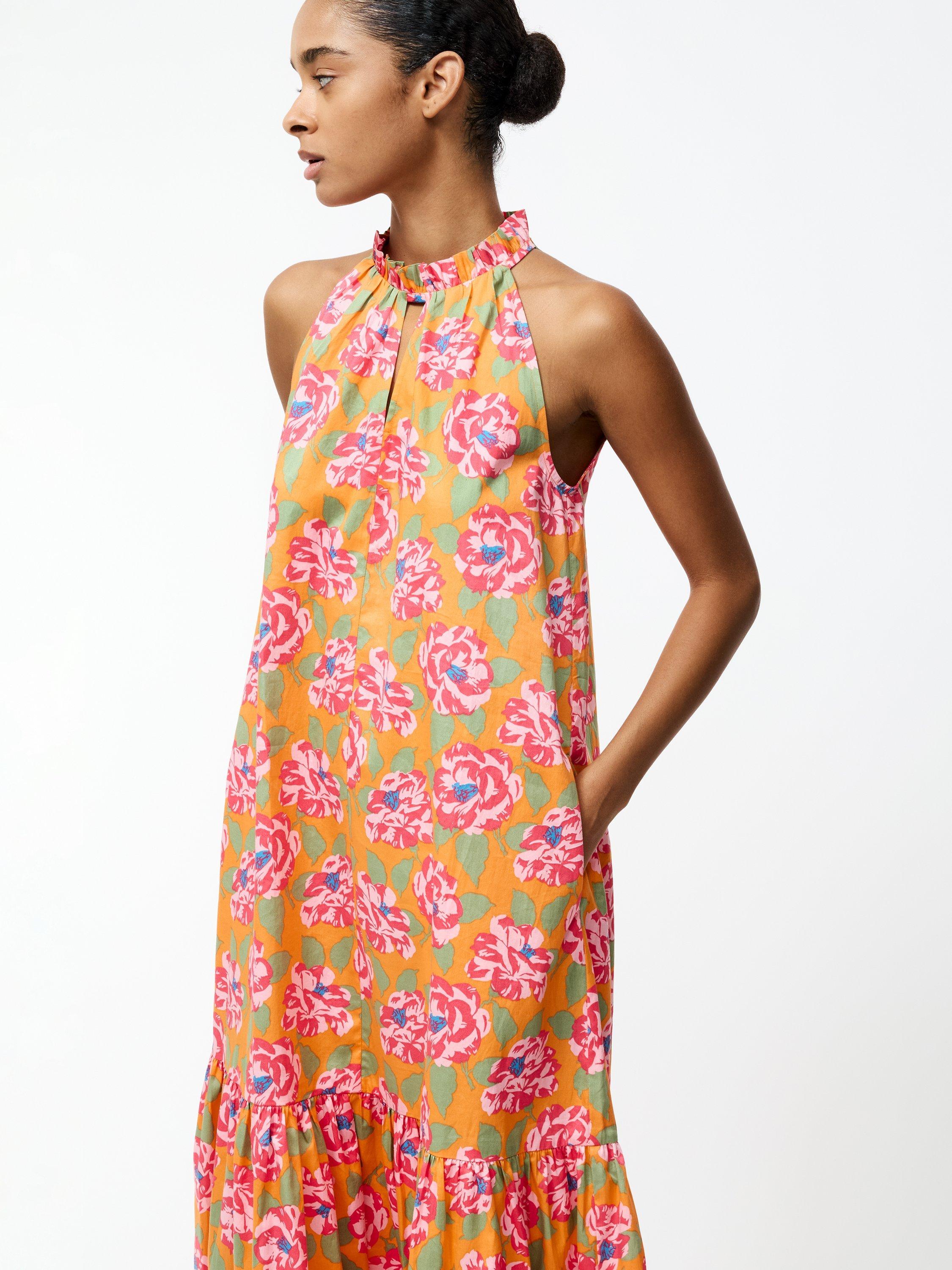 Product image 4 of 5, which shows French Connection Louisa Alexis Halterneck Dress, Orange/Multi, 6