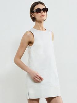 French Connection Cotton Pinstripe Sleeveless Shift Dress, Cream/Blue Stripe - view 2, Cream/Blue Stripe