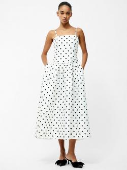 French Connection Polka Dot Midi Dress, White/Black