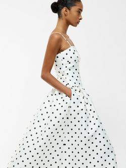 French Connection Polka Dot Midi Dress - view 2, White/Black