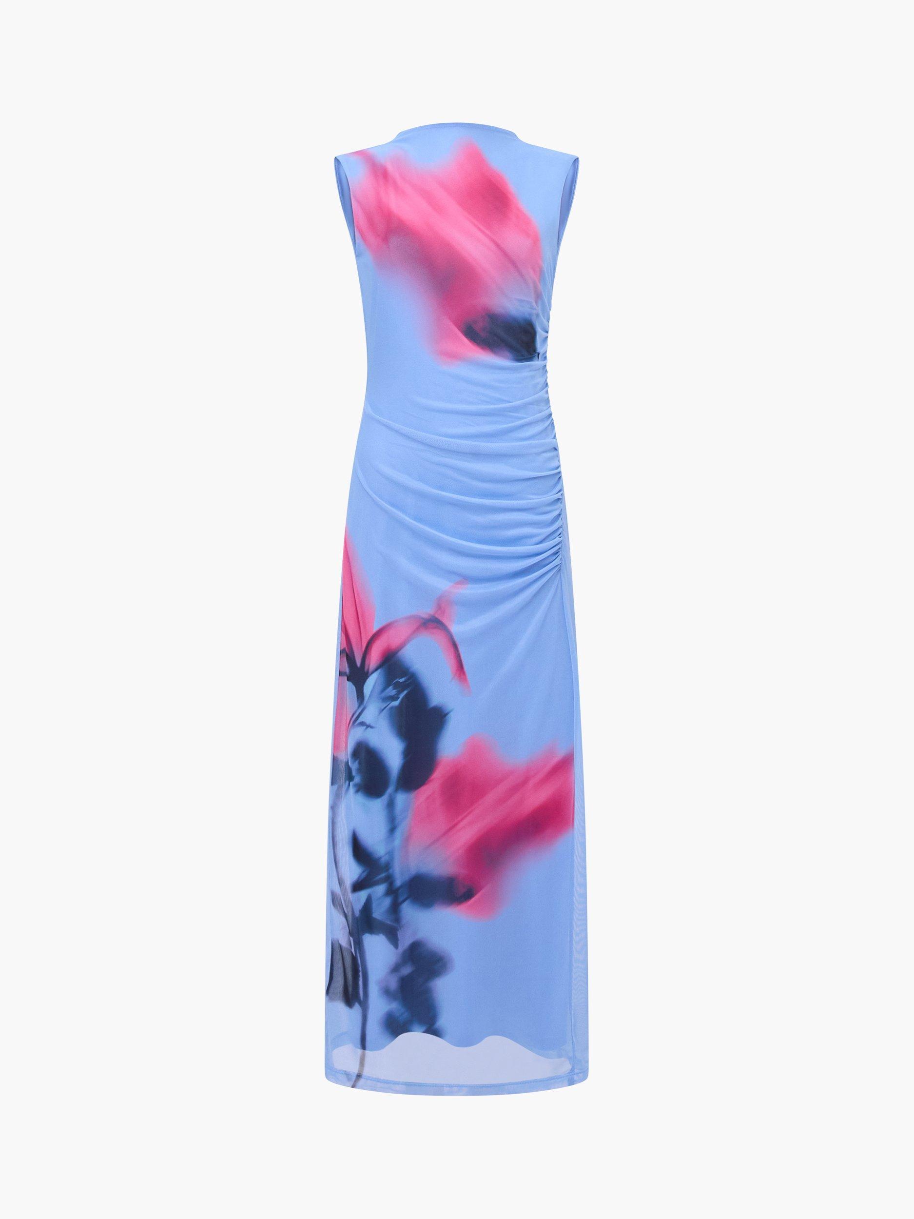 Product image 5 of 5, which shows French Connection Smokey Placement Sleeveless Maxi Dress, Light Blue Multi, S