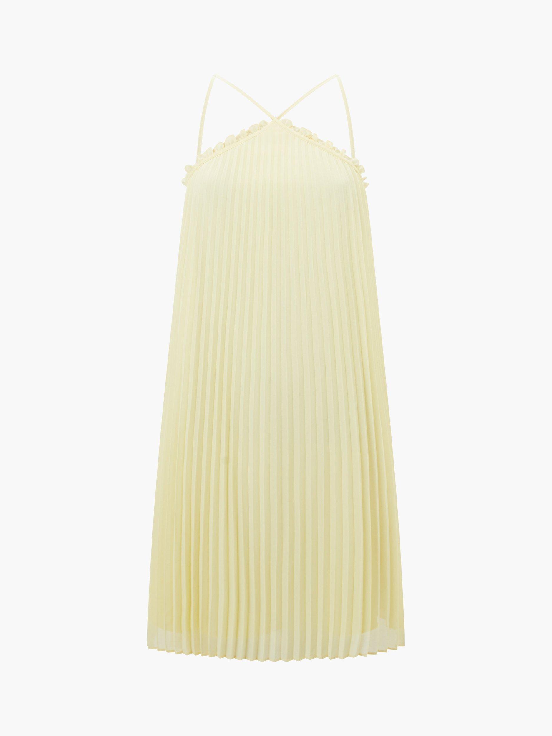 Product image 5 of 5, which shows French Connection Sunburst Halter Neck Mini Dress, Cornsilk Yellow, S